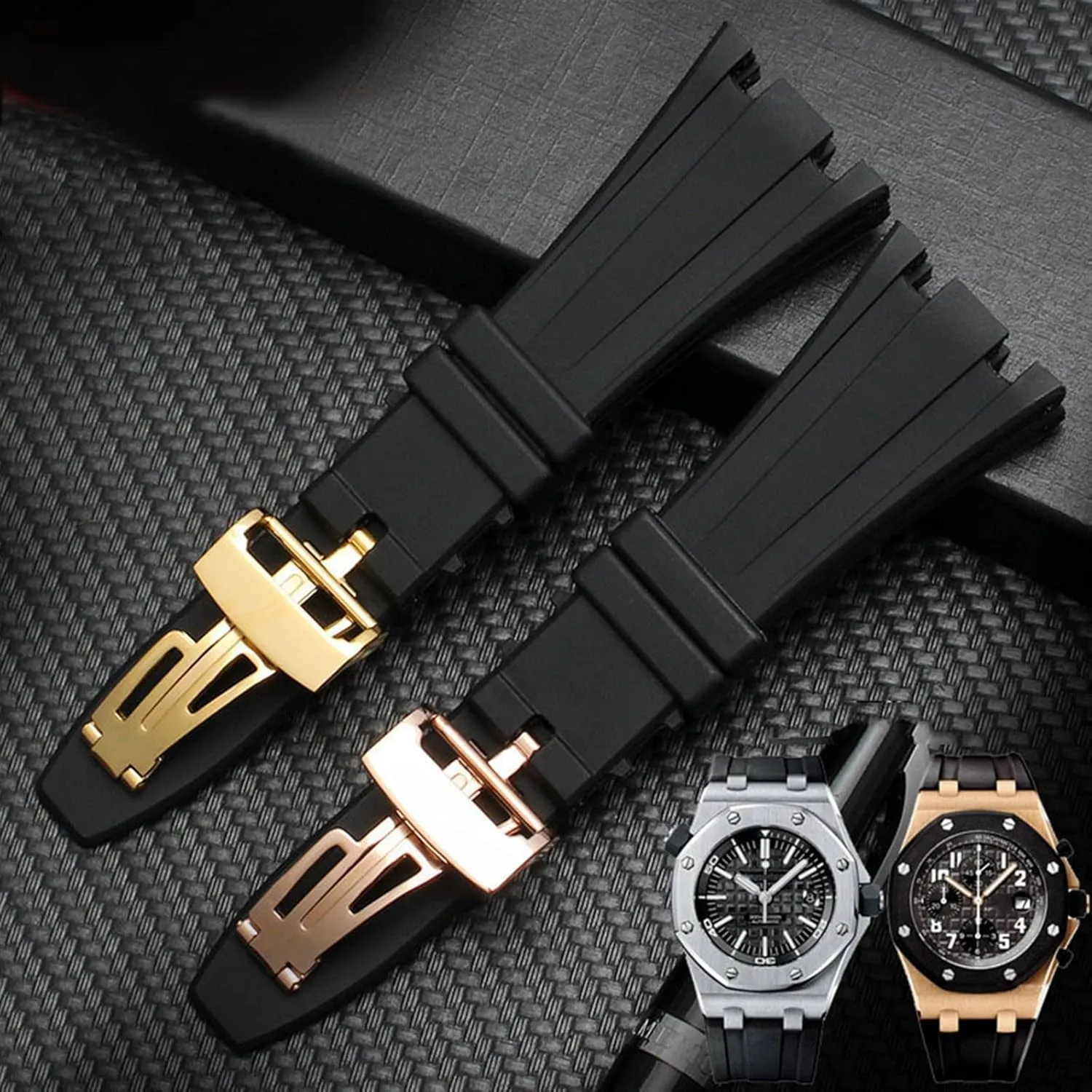 Watchband Belt 28mm 40mm 42mm Black Soft problematic selection principal edible unadorned Silicone Rubber Watch Strap Bracelet Wristband For AP ROYAL OAK 