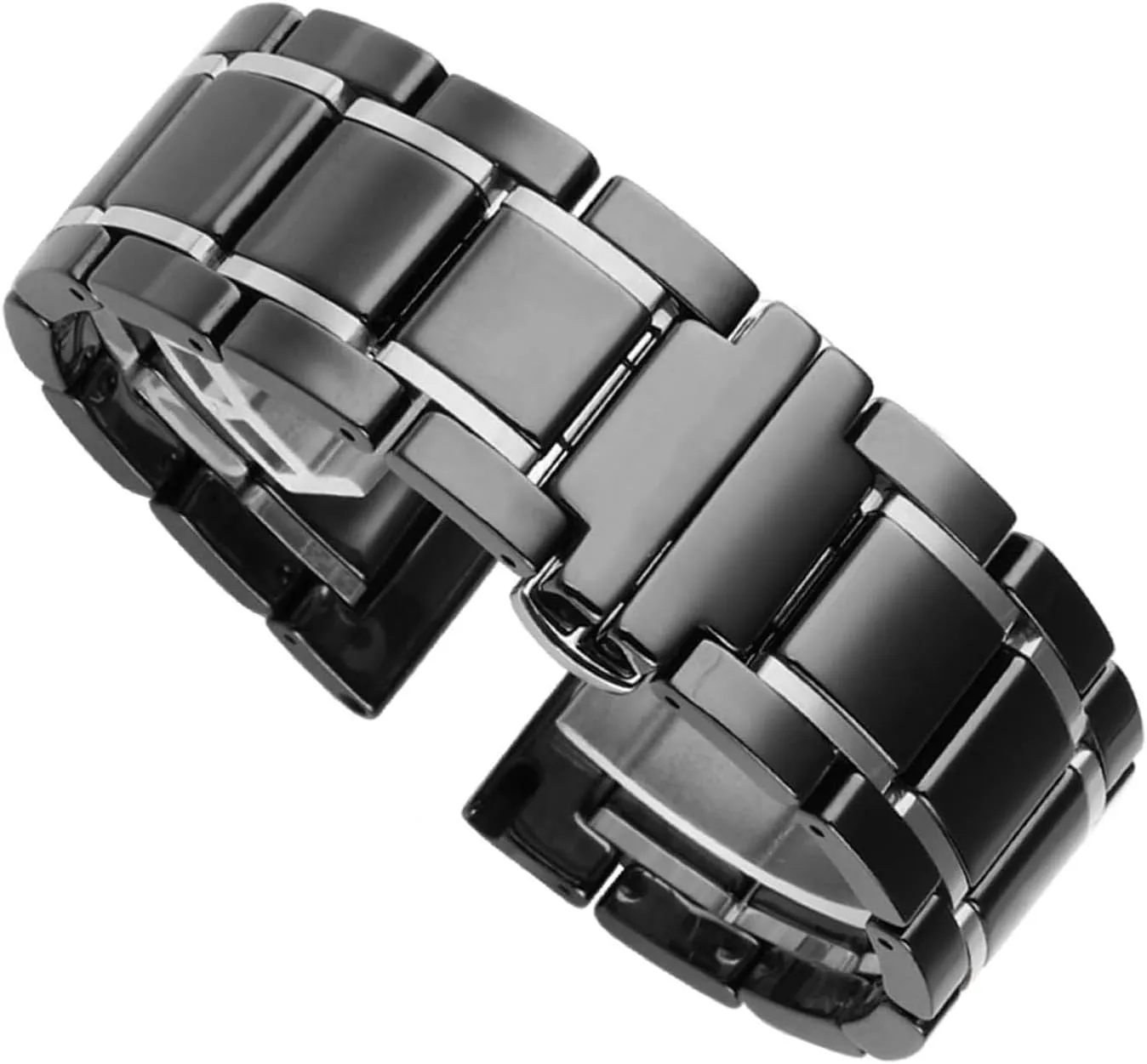 Watchband Bracelet Wristband Luxury Ceramic And Stainless Steel Black Gold watch Strap For Men endangered Women 