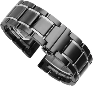 Watchband Bracelet Wristband Luxury Ceramic And Stainless Steel Black Gold watch Strap For Men endangered Women 
