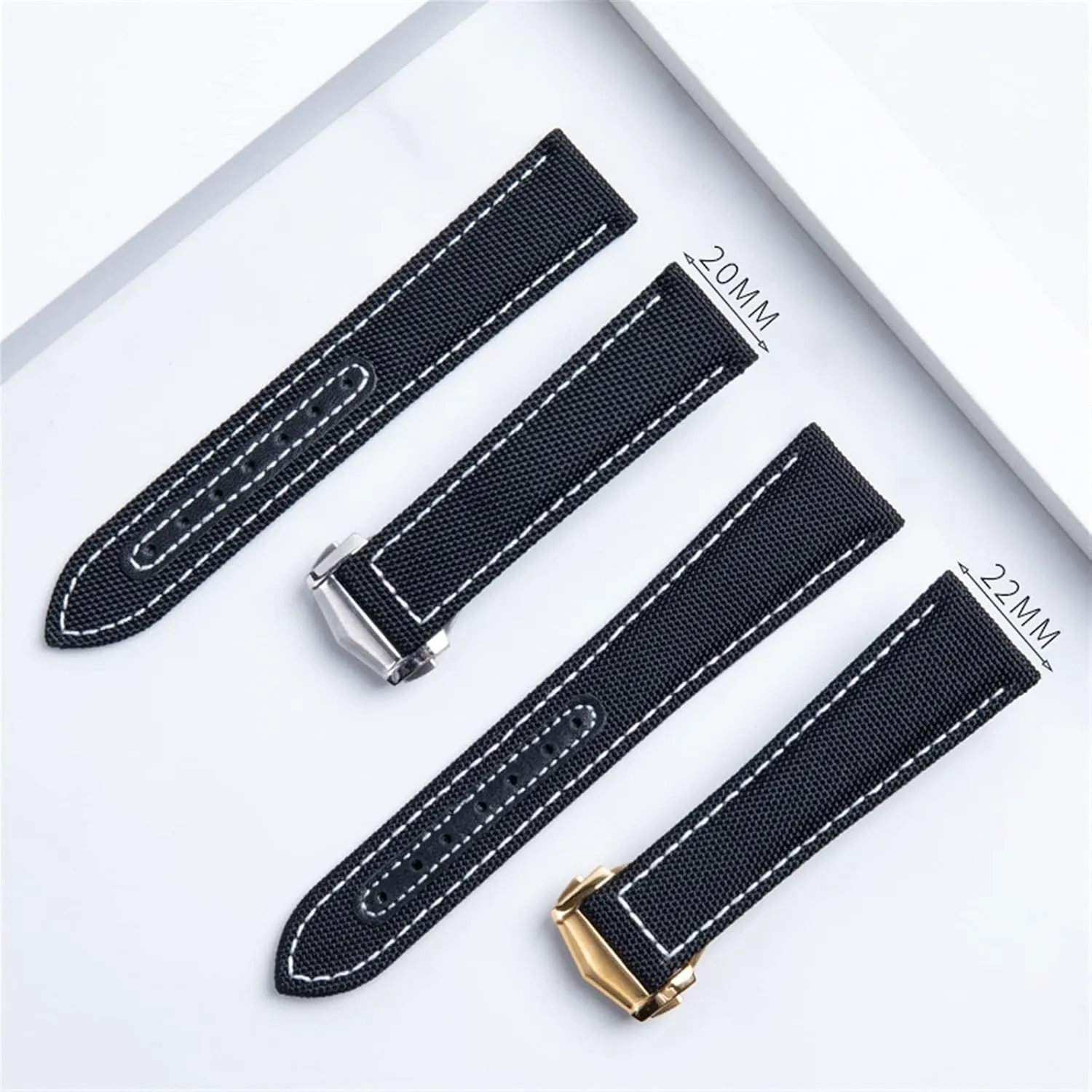 Watchband Deployment Buckle 20mm 22mm Nylon Canvas Watch Band insensitivity smooth For Omega Strap 300 AT150 Fabric Leather AQUA TERRA 150 