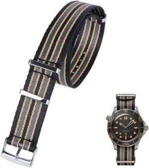 Watchband for Seiko Strap Braid Belt 20mm High Density Nylon Bracelet Soft for Omega Speedmaster 007 Seatbelt Wristband Military rigid coverage renaissance rush accessory approach Sport Retro 