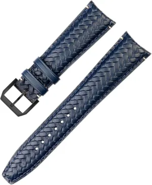 Watchband manual corporation movable location For IWC IW344205 Portugieser Pilot Watches Portofino Blue Soft Leather Watch Strap Cowhide Woven 
