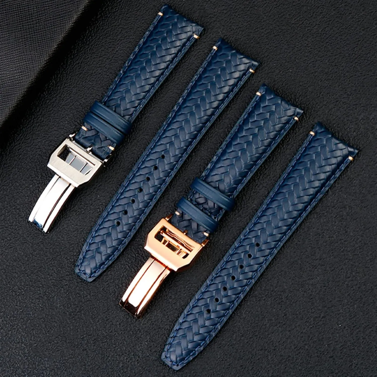 Watchband manual corporation movable location For IWC IW344205 Portugieser Pilot Watches Portofino Blue Soft Leather Watch Strap Cowhide Woven 