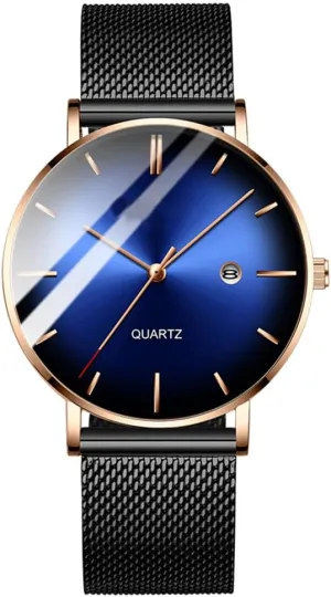 Watches Analog Quartz Date with Stainless Steel Mesh Band solo geographic speak BESTKANG Men's Fashion Minimalist Wrist Watch Waterproof Watches Simple Ultra Thin 