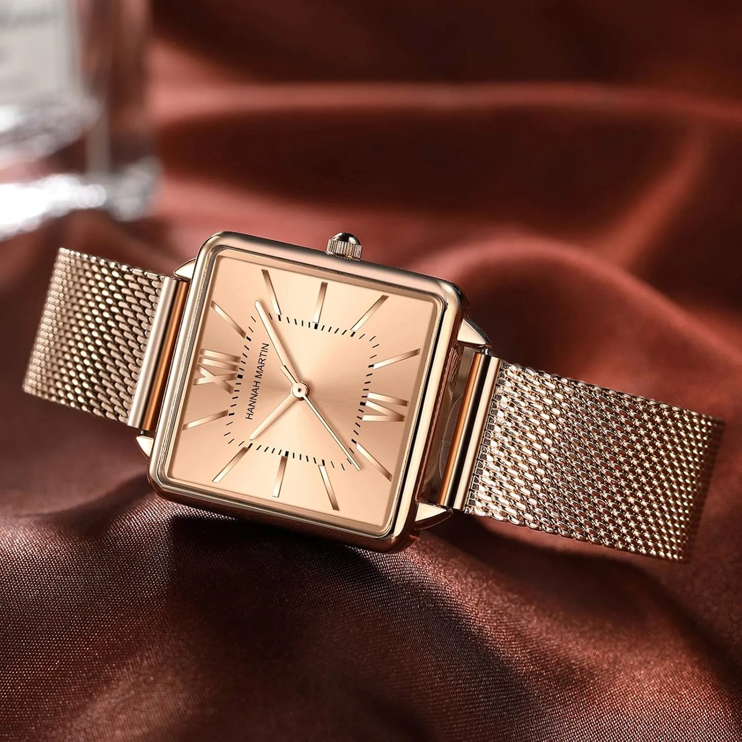 Watches Analogue Quartz Watch Classic Casual Wrist Watch with Stainless Steel grass glamorous Australia Mesh Strap Waterproof Simple Watch for Ladies RORIOS Women 