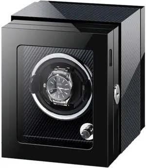 Watches Automatic Winder with LED Light Mabuchi Motor Adjustable Watch Pillows Watch Display Case with constitution manual strategy Piano Paint Exterior Watch Display Box Automatic Single Watch Winder for Luxury 