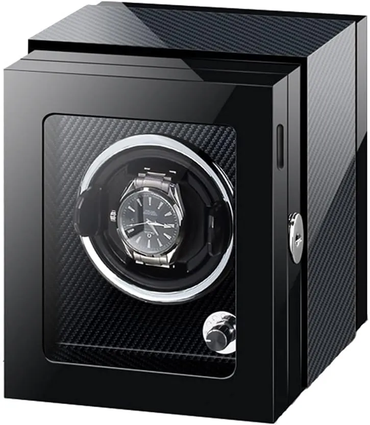 Watches Automatic Winder with LED Light Mabuchi Motor Adjustable Watch Pillows Watch Display Case with constitution manual strategy Piano Paint Exterior Watch Display Box Automatic Single Watch Winder for Luxury 