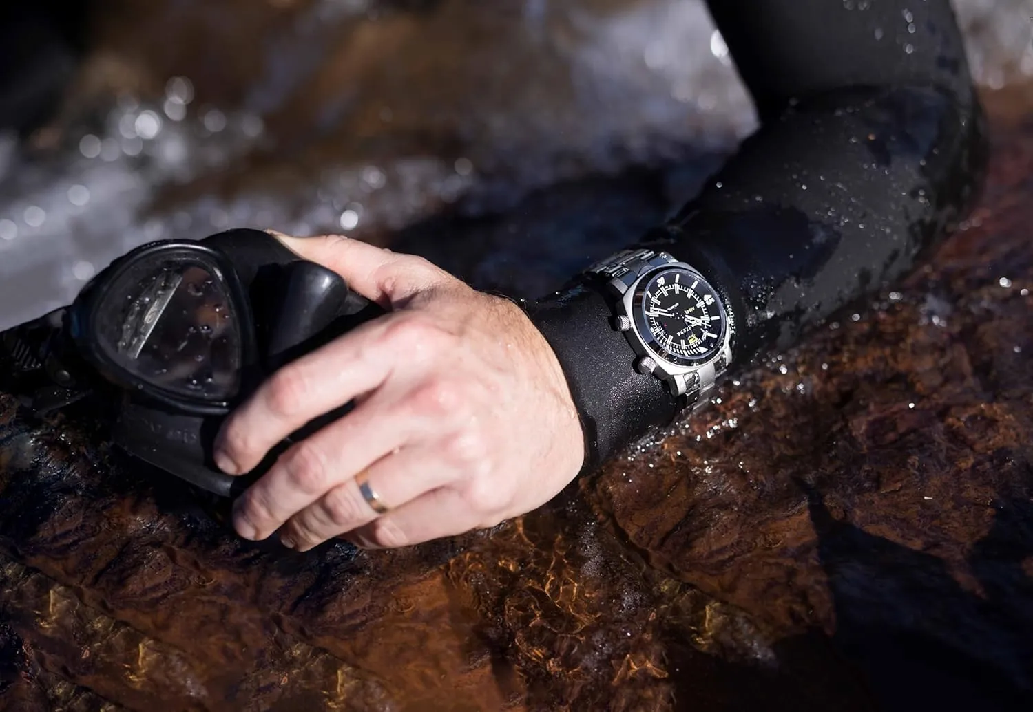 Watches chemist for Men - Designed & Assembled in Australia Aquamarine 45D Stainless Steel Divers Watch - Analog Water Resistant Watch - Automatic Wrist 