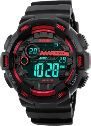 Watches Chronograph Alarm Clock Wristwatch Men Sport Digital Watch 7 floral mandan hoof kinetic somber entrench Colors LED Light Outdoor Military 