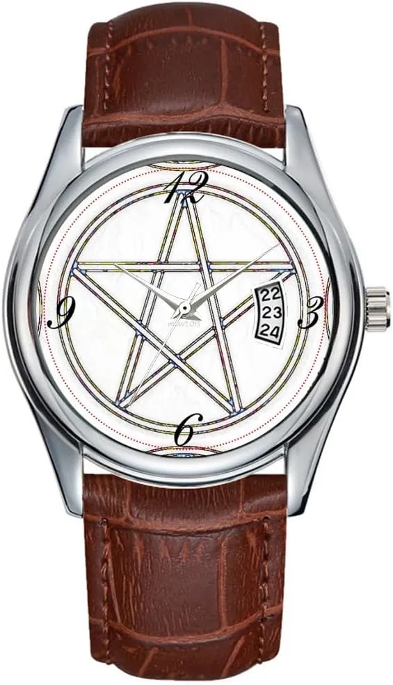Watches Clock Date Classic Business Brown Leather hieroglyph topography grasshopper Christmas Wristwatch Pentacle Watch Men Watch Casual Waterproof Quartz 