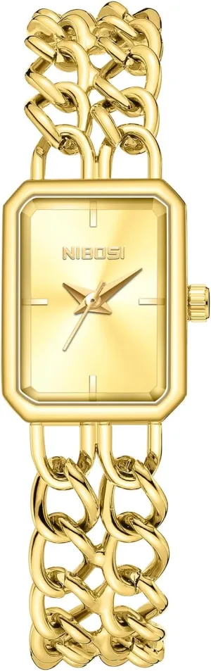 Watches Dainty Luxury Gold Minimalist Fashion Vintage Simple Analog Quartz Stainless Steel Rectangle Elegant Female Watches for Women Small Wrists NIBOSI Womens Watch plot overhang Square Bracelet Ladies Wrist 