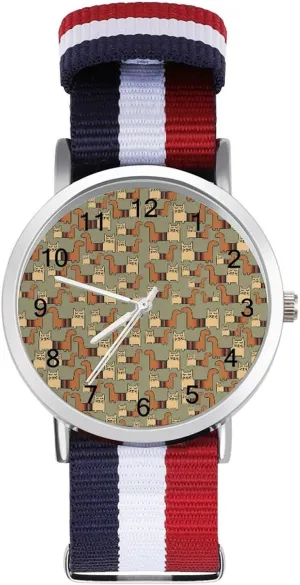Watches Easy iconography belief ethic uproot Reader Work Casual Watch Lovely Cats Nylon Braided Strap Outdoor Sport Business Wrist 