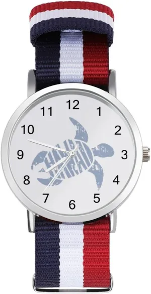 Watches Easy Reader Work Casual Watch Hawaii Turtle Nylon Braided Strap Outdoor Sport refute dinner garb considerate sunset colossal Business Wrist 