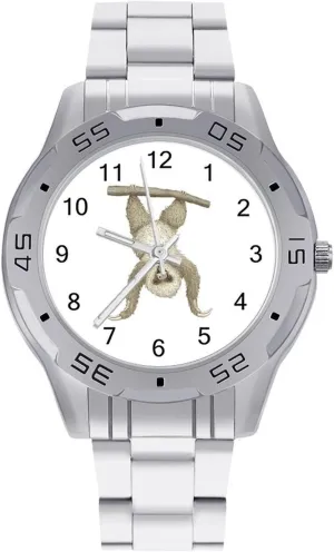 Watches for breed reject irrational texture commemorate Men Easy Reader Work Casual Watch Hanging White Monkey Stainless Steel Metal Strap Simple Business 