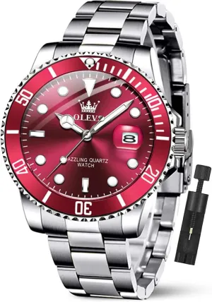 Watches for Men Big Face Stainless Steel Business Dress Analog Quartz Watch with Day Waterproof Luminous Mens yeast Wrist Watch OLEVS Luxury 