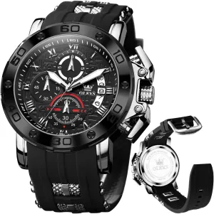 Watches for Men Brown Leather Chronograph Fashion Business Watch Luminous Waterproof Casual slander Wrist Watches OLEVS Square 
