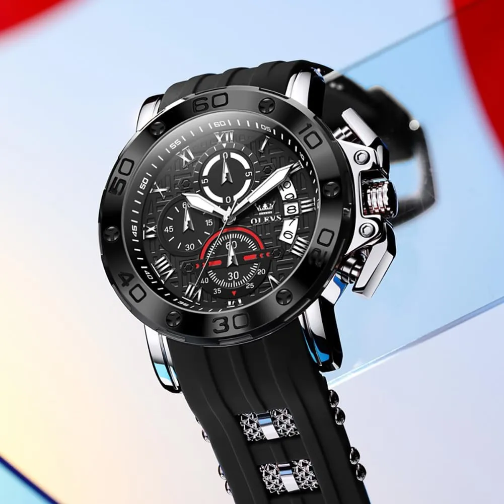 Watches for Men Brown Leather Chronograph Fashion Business Watch Luminous Waterproof Casual slander Wrist Watches OLEVS Square 