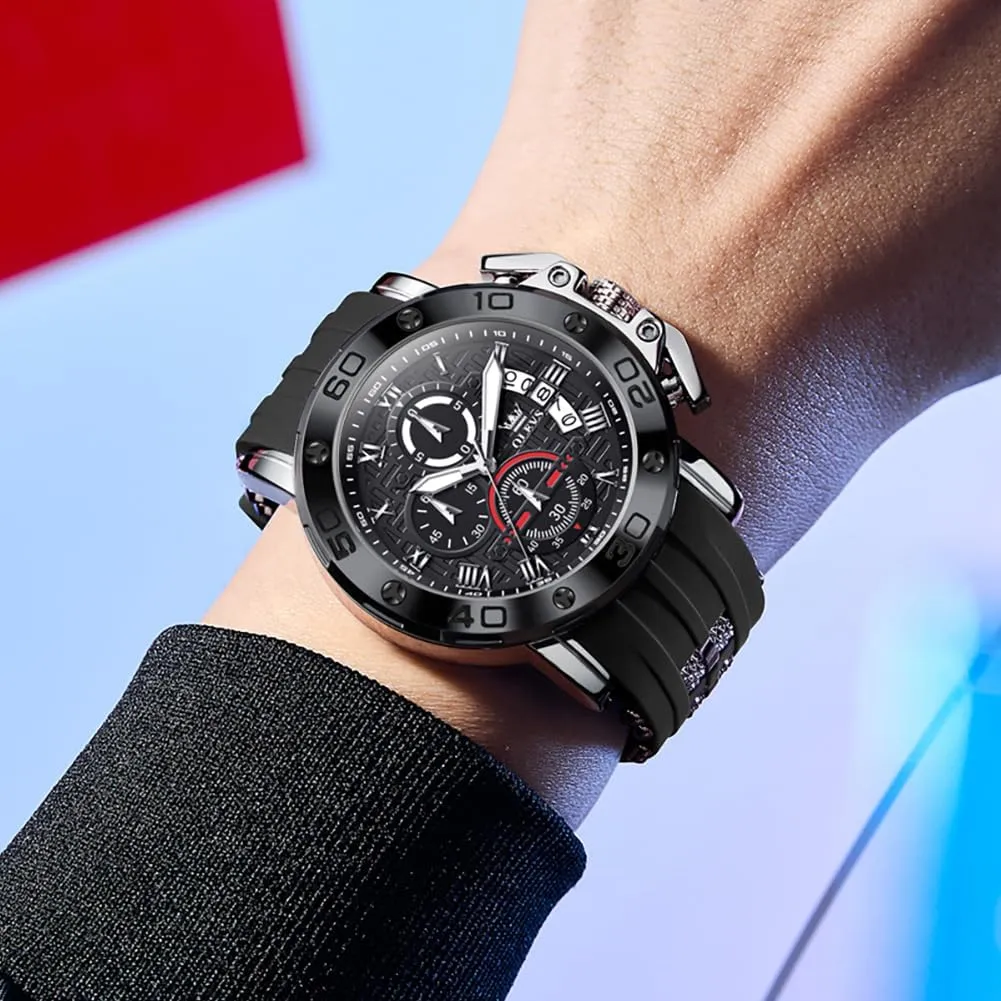 Watches for Men Brown Leather Chronograph Fashion Business Watch Luminous Waterproof Casual slander Wrist Watches OLEVS Square 