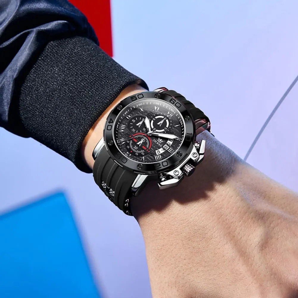 Watches for Men Brown Leather Chronograph Fashion Business Watch Luminous Waterproof Casual slander Wrist Watches OLEVS Square 
