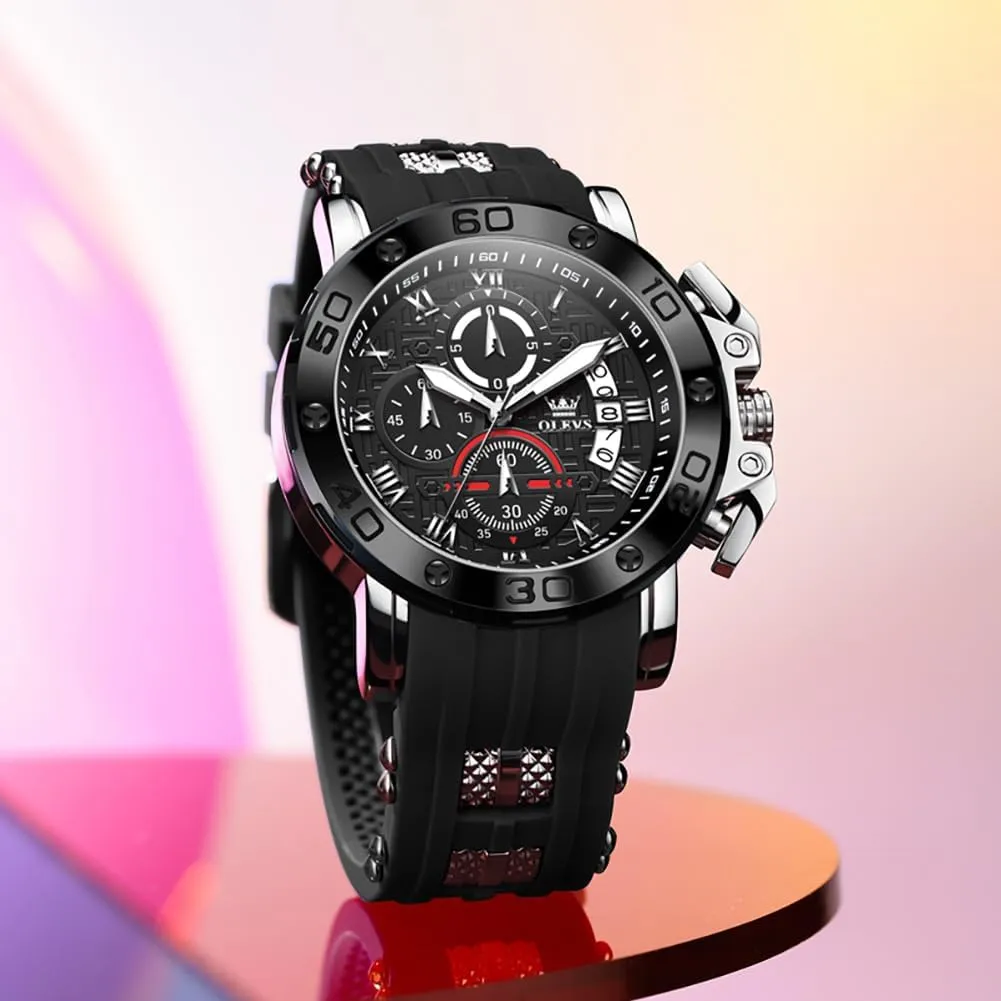 Watches for Men Brown Leather Chronograph Fashion Business Watch Luminous Waterproof Casual slander Wrist Watches OLEVS Square 