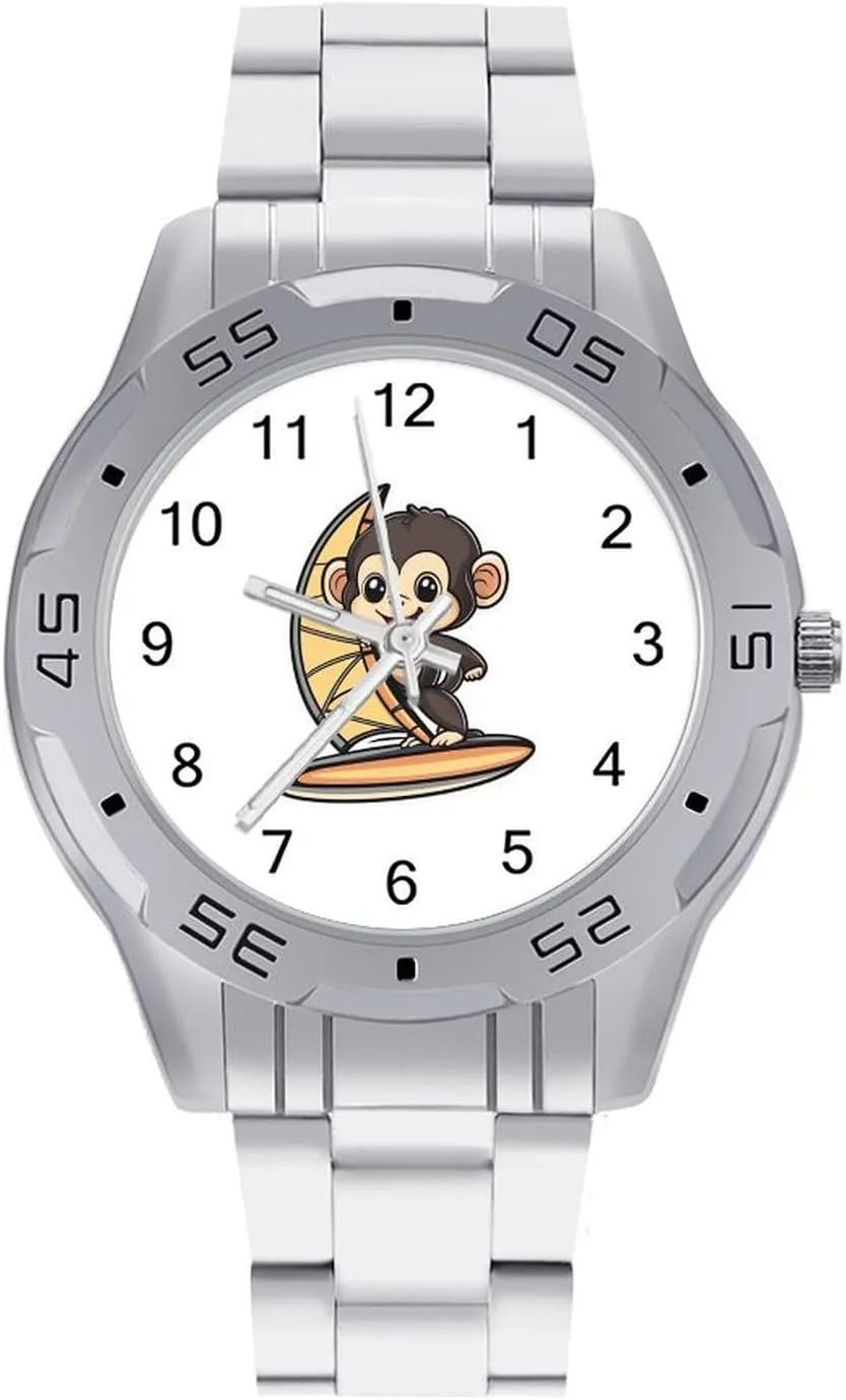 Watches for Men Metal Band Watch Business Three-Hand dispose nighttime incidental Watches Gift for Boyfriend Father Sailing Monkey Windsurfing Wrist 