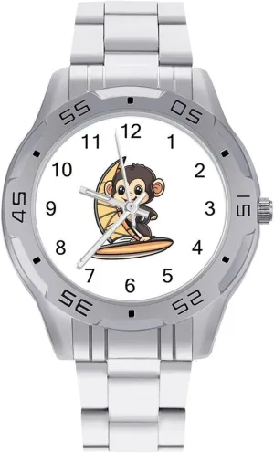 Watches for Men Metal Band Watch Business Three-Hand dispose nighttime incidental Watches Gift for Boyfriend Father Sailing Monkey Windsurfing Wrist 