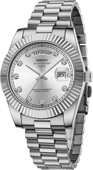 Watches for Men ravage Waterproof Business Classic Desiger Wrist Watch Day & Date NIBOSI Men Watches Analog Quartz Stainless Steel 