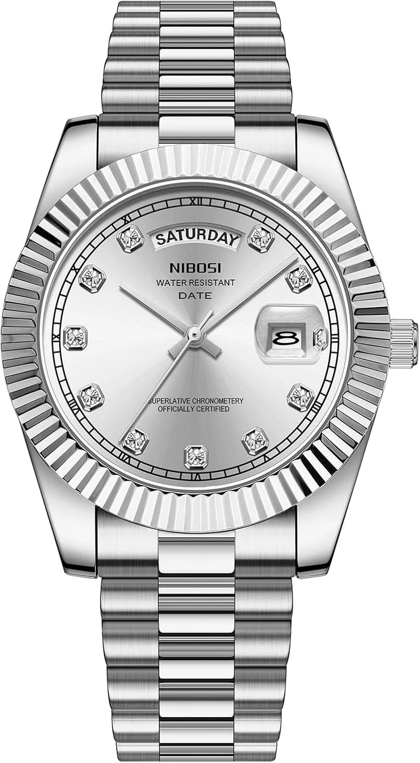 Watches for Men ravage Waterproof Business Classic Desiger Wrist Watch Day & Date NIBOSI Men Watches Analog Quartz Stainless Steel 