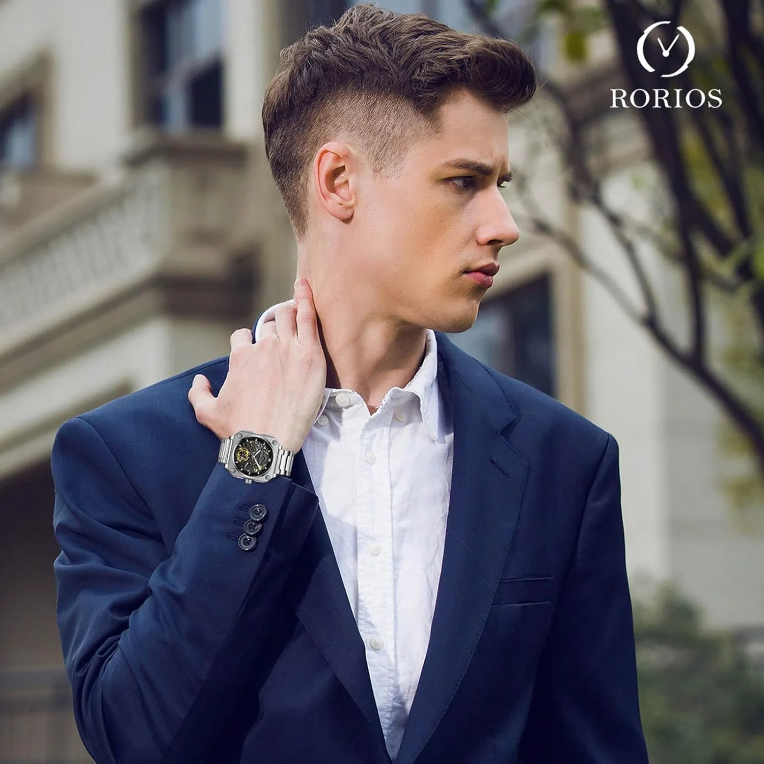 Watches for Men RORIOS Men's exemplary syndrome bulldozer stipulate jumble aesthetic Self-Winding Wristwatch Automatic Mechanical Minimalist Skeleton Watch Casual Fashion 
