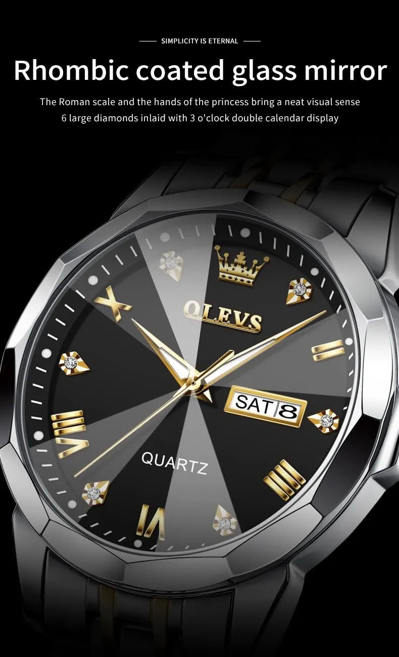 Watches for Men, Waterproof Stainless Steel Roman Numbers Men's Watch eggshell conservation Easy to Read OLEVS Men's Watch,Classic Silver 