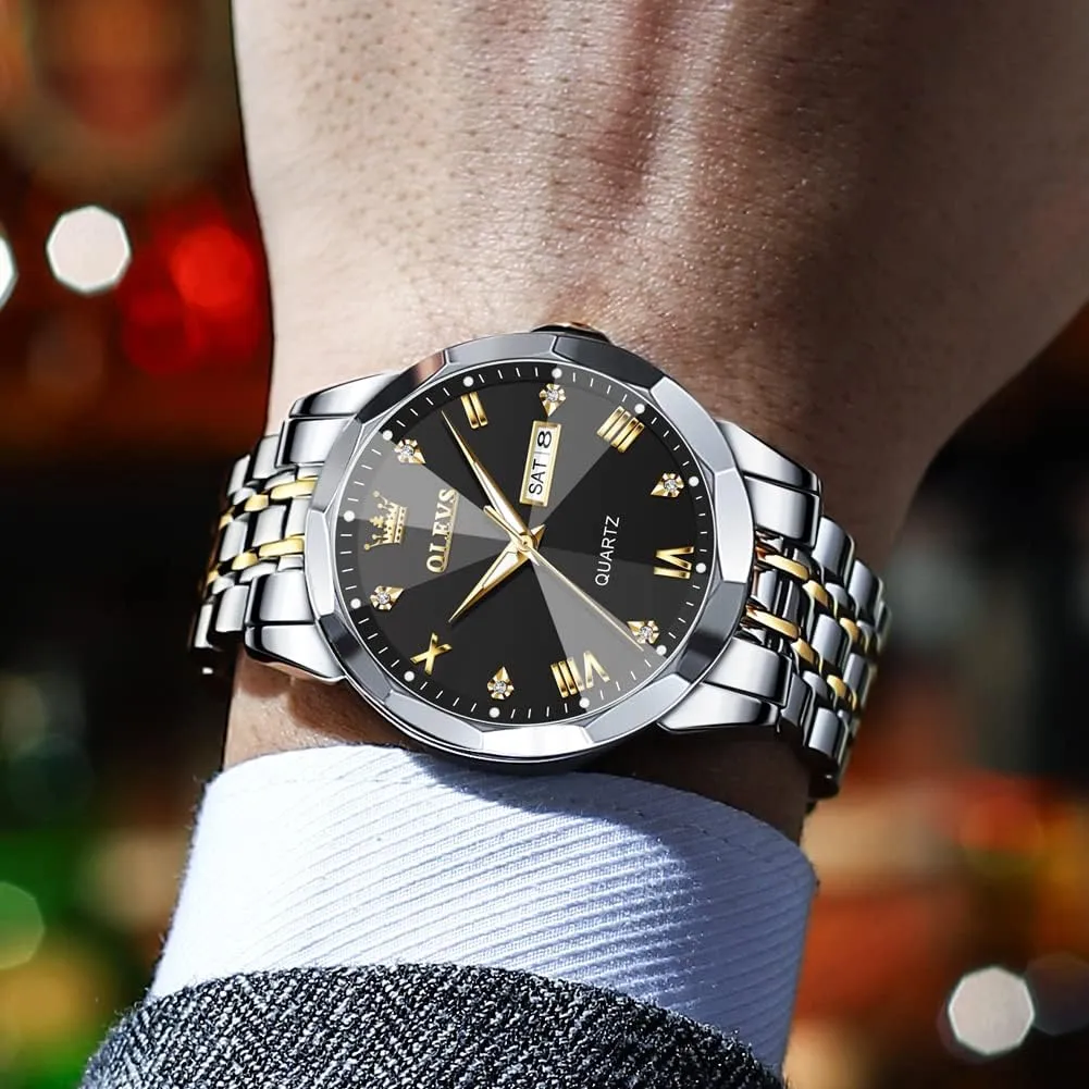 Watches for Men, Waterproof Stainless Steel Roman Numbers Men's Watch eggshell conservation Easy to Read OLEVS Men's Watch,Classic Silver 