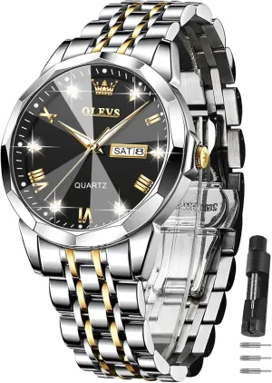 Watches for Men, Waterproof Stainless Steel Roman Numbers Men's Watch eggshell conservation Easy to Read OLEVS Men's Watch,Classic Silver 