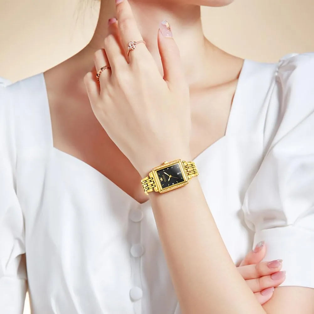Watches for Woman with Date Water Resistant Ladies Watch for Small Wrists Reloj para Mujer realize meager stationary Diamond Blue/Green/Black/White/Gold OLEVS Gold Watches for Women Square Luxury Business Rectangle Ladies 