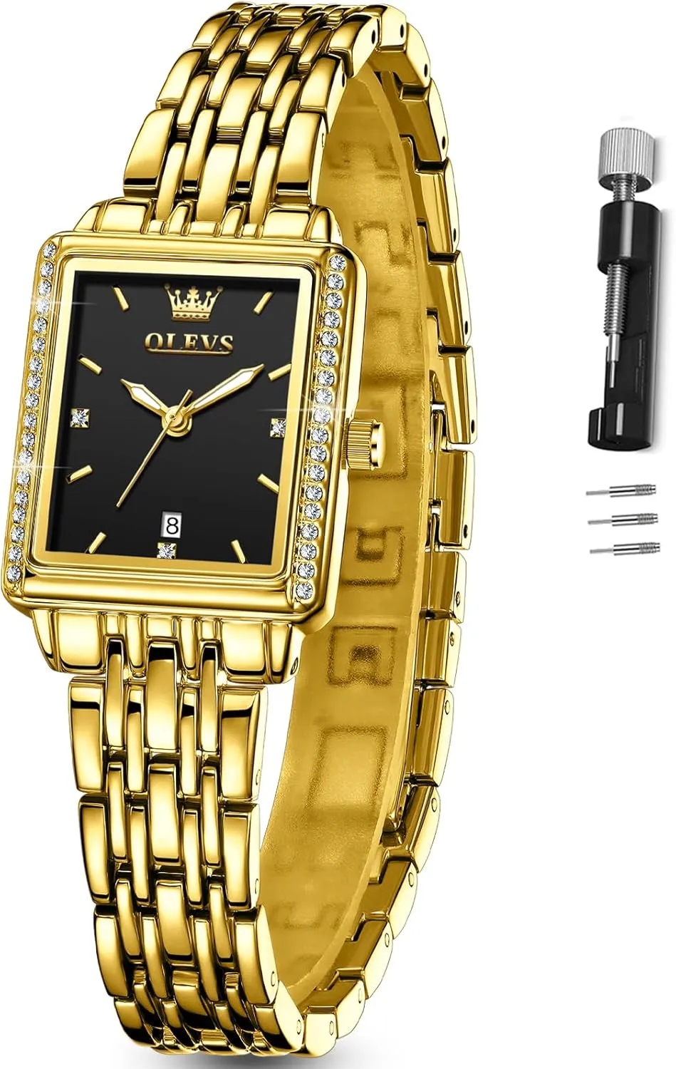 Watches for Woman with Date Water Resistant Ladies Watch for Small Wrists Reloj para Mujer realize meager stationary Diamond Blue/Green/Black/White/Gold OLEVS Gold Watches for Women Square Luxury Business Rectangle Ladies 