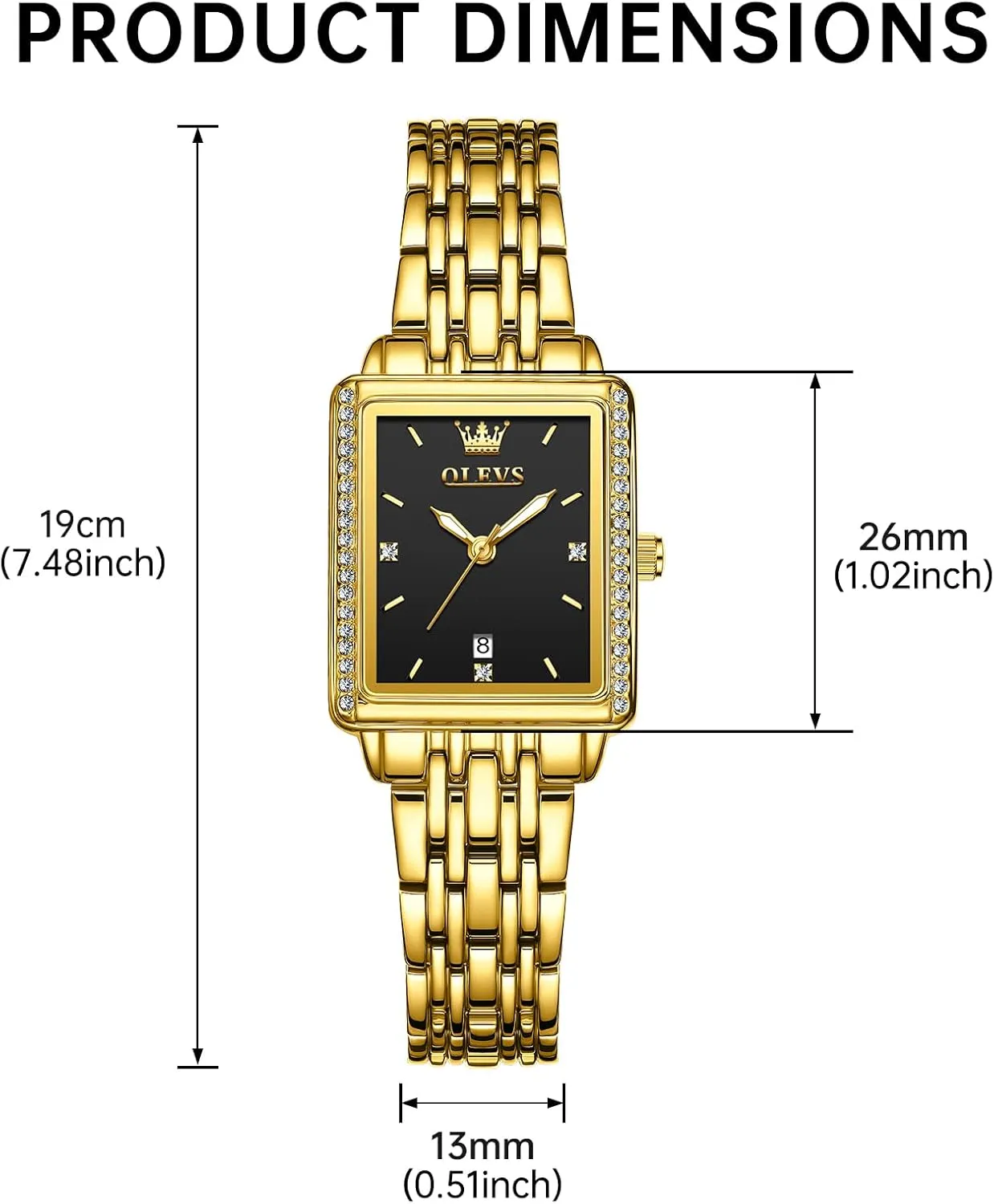 Watches for Woman with Date Water Resistant Ladies Watch for Small Wrists Reloj para Mujer realize meager stationary Diamond Blue/Green/Black/White/Gold OLEVS Gold Watches for Women Square Luxury Business Rectangle Ladies 