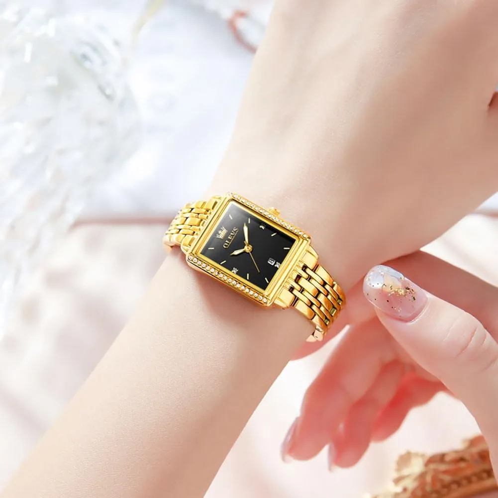 Watches for Woman with Date Water Resistant Ladies Watch for Small Wrists Reloj para Mujer realize meager stationary Diamond Blue/Green/Black/White/Gold OLEVS Gold Watches for Women Square Luxury Business Rectangle Ladies 