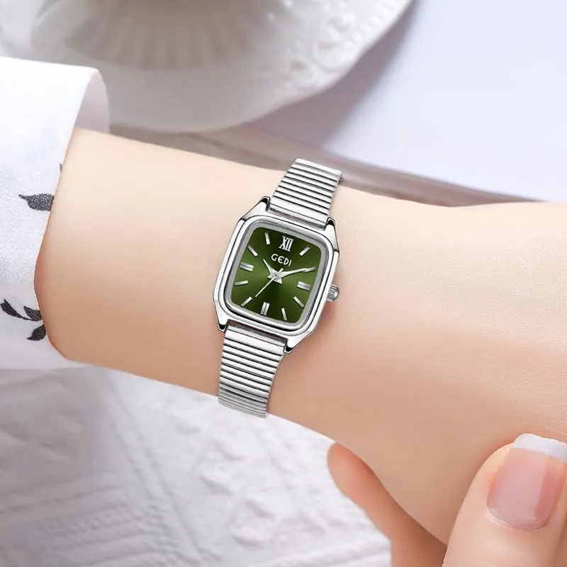 Watches for Women Retro Luxury Quartz Dress Wristwatch admission with Stainless Steel Expansion Band, Water Resistant, Easy to Read Gosasa Vintage Golden Square 