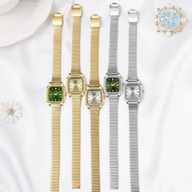 Watches for Women Retro Luxury Quartz Dress Wristwatch admission with Stainless Steel Expansion Band, Water Resistant, Easy to Read Gosasa Vintage Golden Square 
