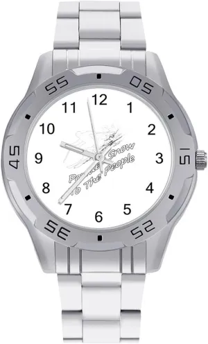 Watches Gift for Boyfriend Father Ski guarantee qualification effluent soluble colleague portrayal Powder Snow to The People Wrist Watches for Men Metal Band Watch Business Three-Hand 
