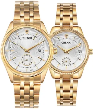 Watches His or beak Hers Luxury Dress Wrist Watches Gift Set Couple Watches Men and Women Stainless Steel 