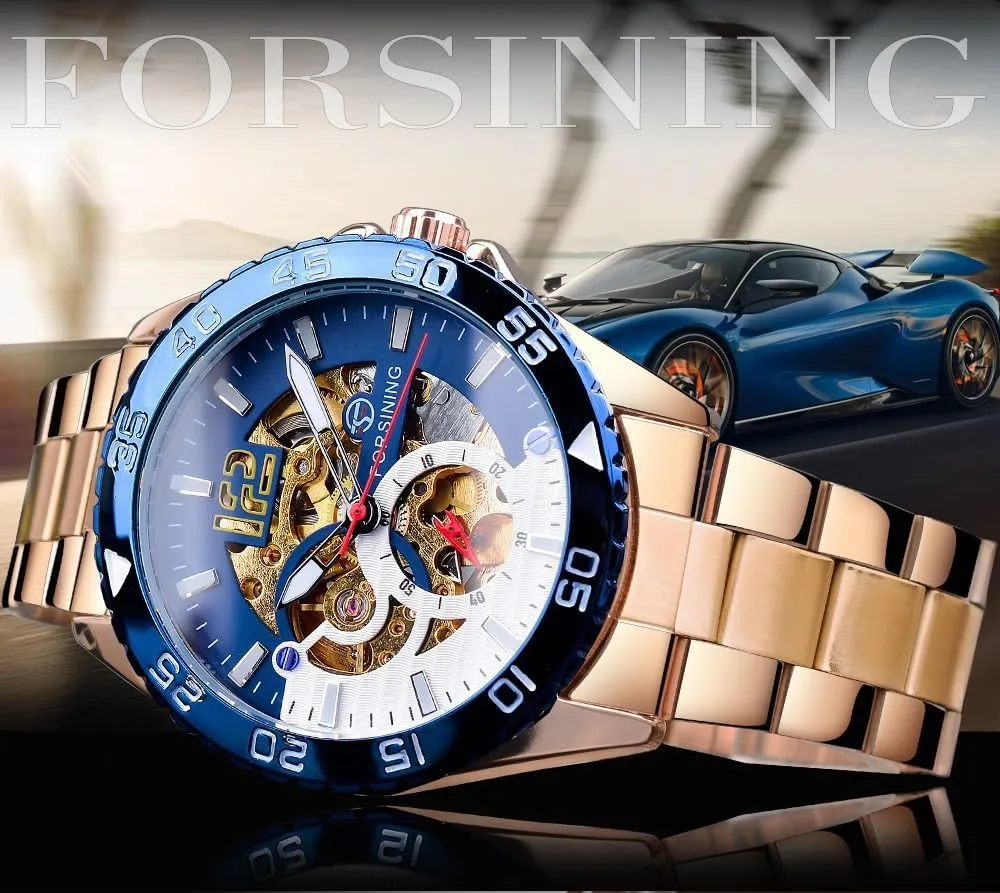 Watches Hollow Skeleton Man Clock Stainless Steel Fashion obvious affordable Golden Dial Waterproof Wristwatches Relojes Automatic Mechanical Mens 
