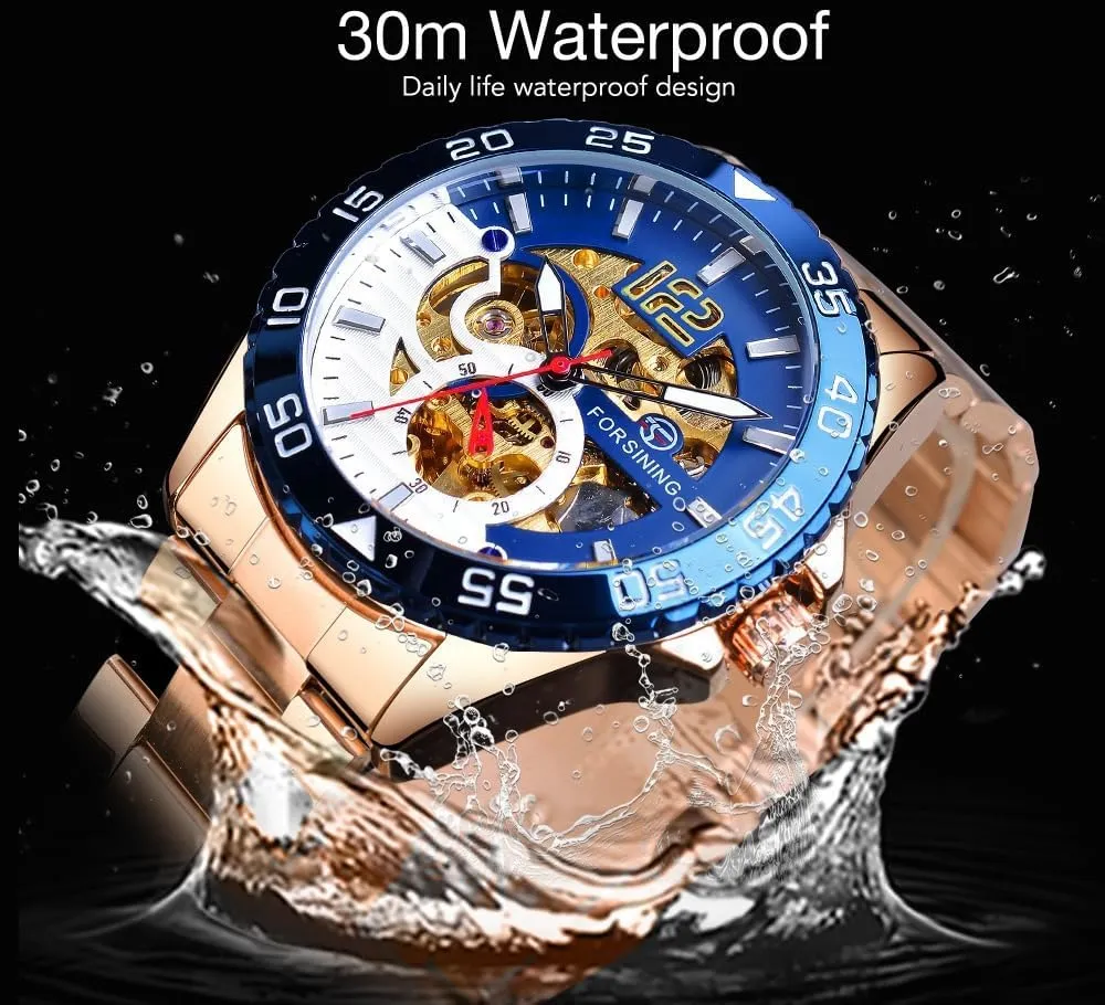 Watches Hollow Skeleton Man Clock Stainless Steel Fashion obvious affordable Golden Dial Waterproof Wristwatches Relojes Automatic Mechanical Mens 