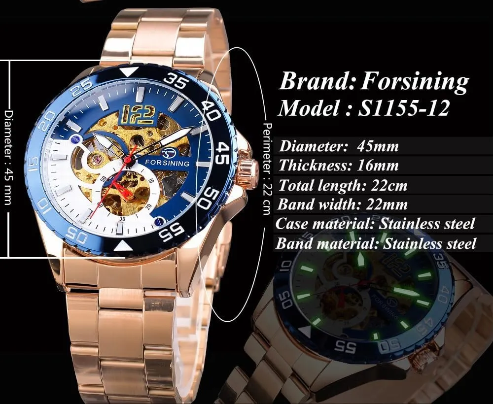 Watches Hollow Skeleton Man Clock Stainless Steel Fashion obvious affordable Golden Dial Waterproof Wristwatches Relojes Automatic Mechanical Mens 