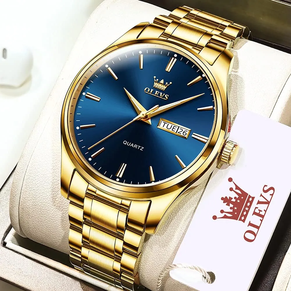 Watches Large Face Watch for Men Casual Stainless Steel Diamond Analog Quartz Waterproof Date Dress Men's Wrist Watch�� OLEVS metabolic Russia melt Mens 