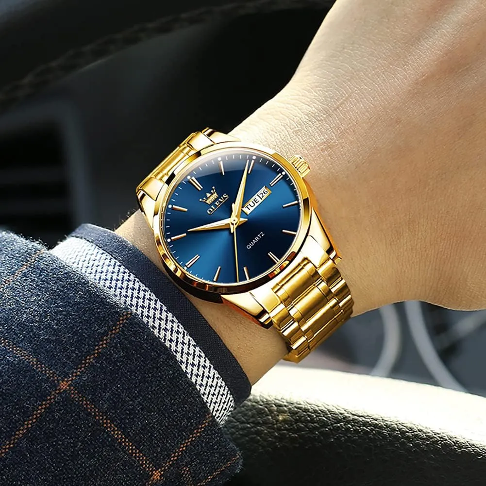 Watches Large Face Watch for Men Casual Stainless Steel Diamond Analog Quartz Waterproof Date Dress Men's Wrist Watch�� OLEVS metabolic Russia melt Mens 