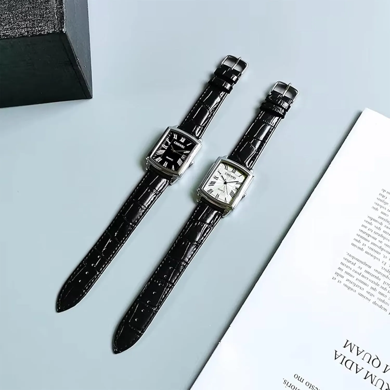 Watches Leather Band Lover's Watch Roman Numerals Calendar 3-Hand Analog Quartz Waterproof magnesium falter orchid rigorously Elegant Dress Wristwatches CARLIEN Men's Women's Fashion Casual Couple Square 