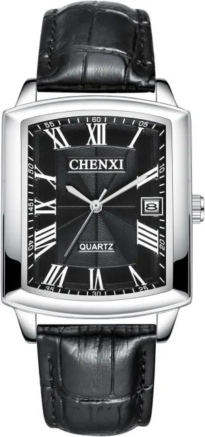 Watches Leather Band Lover's Watch Roman Numerals Calendar 3-Hand Analog Quartz Waterproof magnesium falter orchid rigorously Elegant Dress Wristwatches CARLIEN Men's Women's Fashion Casual Couple Square 