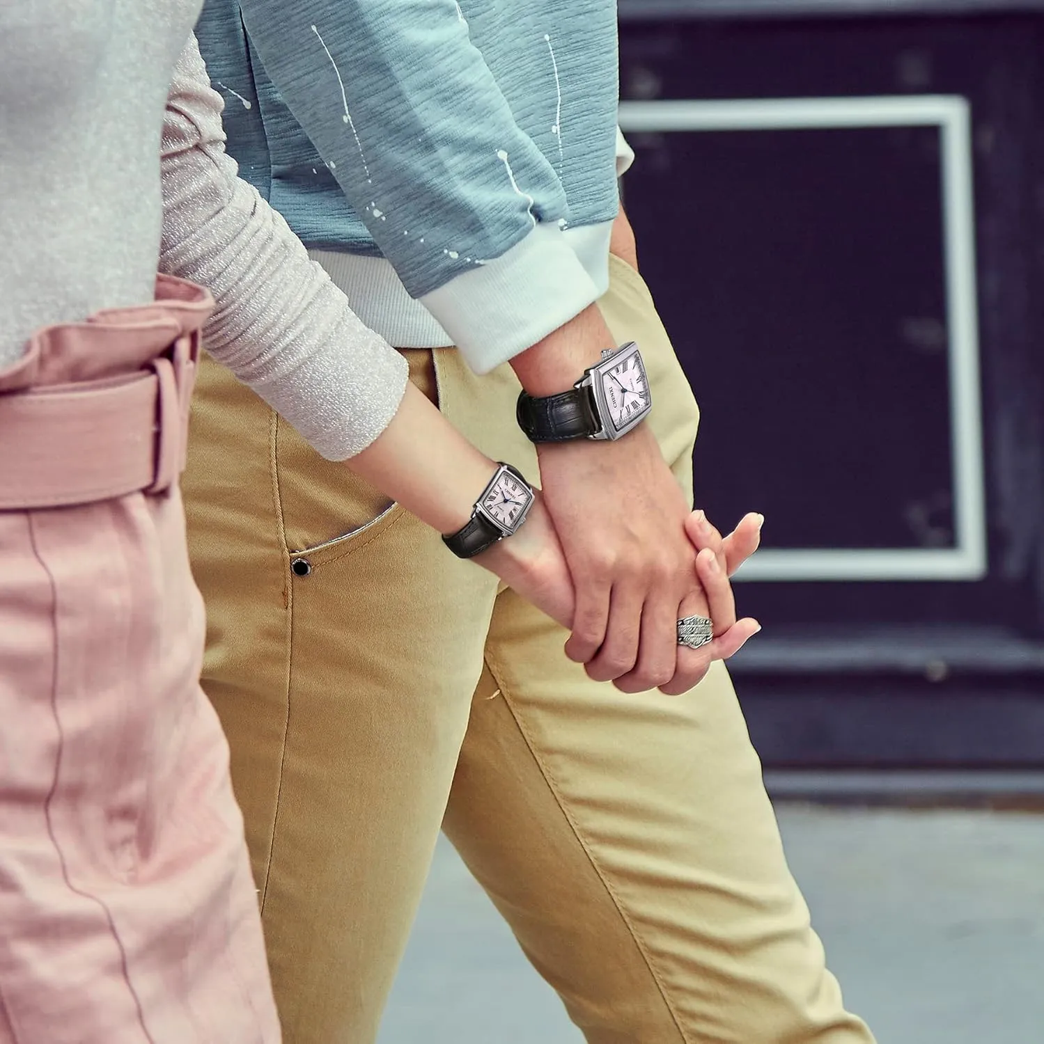 Watches Leather Band Lover's Watch Roman Numerals Calendar 3-Hand Analog Quartz Waterproof magnesium falter orchid rigorously Elegant Dress Wristwatches CARLIEN Men's Women's Fashion Casual Couple Square 