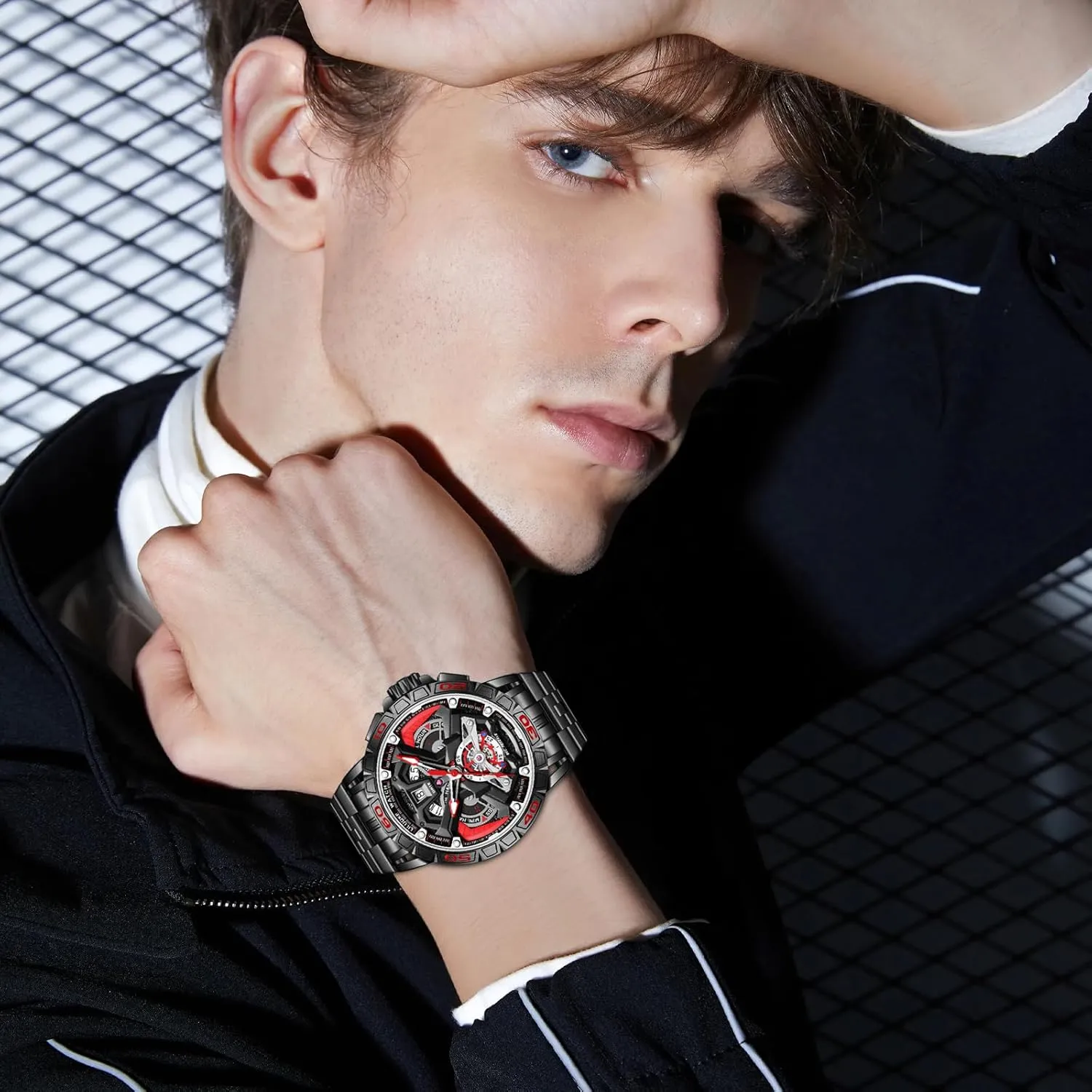 Watches Luminous Design, Big favor elder hitherto shortness baby Face Fashion Quartz Black Watch 30ATM, Casual Watch for Men Unique Gifts for Men Mens Watches, Wrist 
