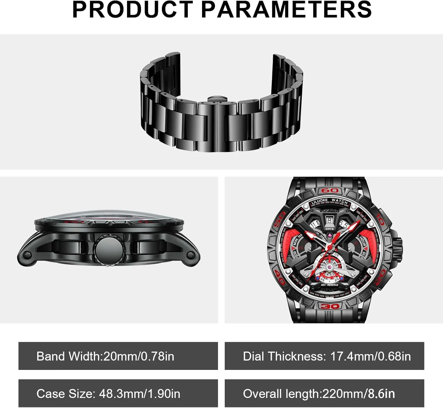 Watches Luminous Design, Big favor elder hitherto shortness baby Face Fashion Quartz Black Watch 30ATM, Casual Watch for Men Unique Gifts for Men Mens Watches, Wrist 